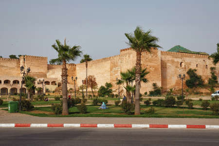 MEKNES, MOROCCO - JUNE 01, 2017: Part of the historical walls in Meknes. Meknes is one of the four Imperial cities of Morocco and the sixth largest city by population in the kingdom.のeditorial素材