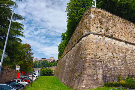 BERGAMO, ITALY - MAY 22, 2019: Part of the famous Venetian walls in Bergamo (Citta Alta) in northern Italy. Bergamo is a city in the alpine Lombardy region.のeditorial素材