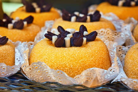 Traditional sweet desserts in an Italian cafe