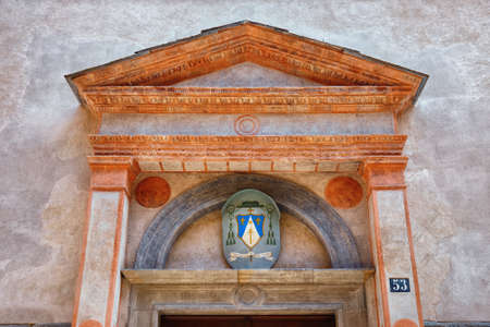 BERGAMO, ITALY - MAY 22, 2019: Details of the Roman Catholic church in monastery San Benedetto (dedicated for the Saint Benedict of Nursia) in Bergamo.のeditorial素材