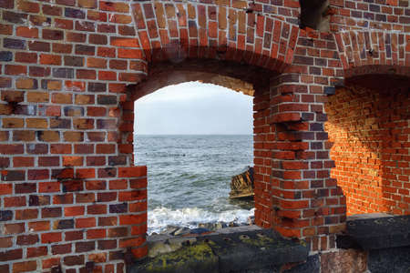 Ruins of the Western Fort on the Baltic Sea coast of the Vistula Spit. The Fort was built in...