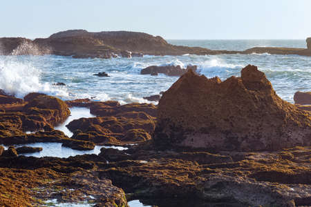 Beautiful view of the Atlantic Ocean in the area of the city of Essaouira in Morocco on a sunny...