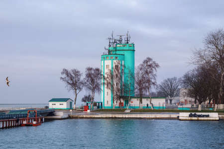 View of the Pilot tower building near Baltic Sea. Was built in german city Pillau (now is russian...