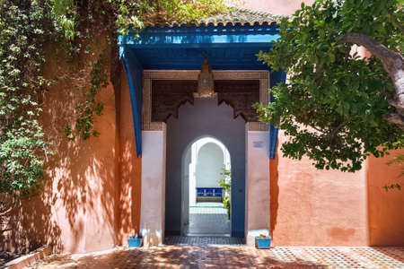 MARRAKESH, MOROCCO - JUNE 05, 2017: Entrance to The Bahia Palace. Is a late 19th century palace in Marrakesh. Today it is a well-known historic monument and tourist attraction in the city.のeditorial素材