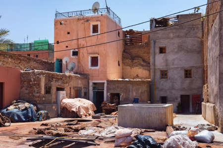 MARRAKESH, MOROCCO - JUNE 04, 2017: View of the old tannery in Marrakech on a sunny day.のeditorial素材