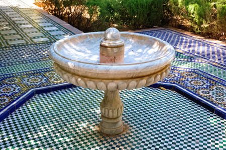 MARRAKESH, MOROCCO - JUNE 05, 2017: Historic fountain in the The Bahia Palace. Is a late 19th century palace in Marrakesh. Today it is a well-known historic monument and tourist attraction in the cityのeditorial素材