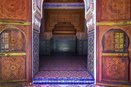 MARRAKESH, MOROCCO - JUNE 05, 2017: Interiors of the Bahia Palace. Is a late 19th century palace in...