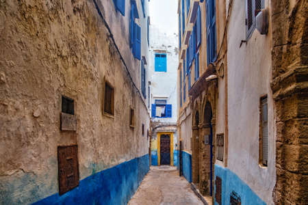 One of the narrow streets in the medina of Essaouira in Morocco.