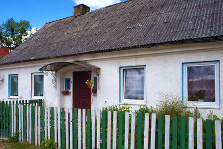 Old historical German buildings in the village of Krasnolesye (former Gross-Rominten) in the Kaliningrad region, Russiaの写真素材