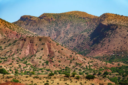 Beautiful desert landscapes of mountainous Morocco on a sunny day.
