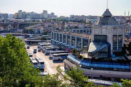 ISTANBUL, TURKEY - JULY 05, 2018: View of the Esenler Coach Terminal. Is the central and largest bus terminus for intercity bus service in Istanbul. The terminus is located in Bayrampasa district.のeditorial素材