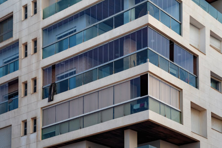View of details modern residential buildings in Casablanca in a summer day.の写真素材