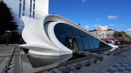 BATUMI, GEORGIA - JUNE 25, 2023: View of the Civil registration palace building on Batumi Boulevard.のeditorial素材