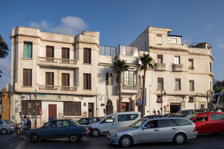 CASABLANCA, MOROCCO - JUNE 14, 2017: View of the building facade of Rick's Cafe, restaurant from famous american movie Casablanca with Humphrey Bogart.のeditorial素材