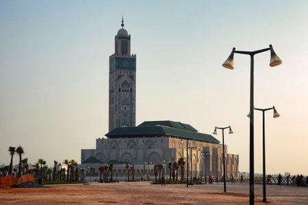 CASABLANCA, MOROCCO - JUNE 14, 2017: View of the Hassan II Mosque is a mosque in Casablanca. It is the largest mosque in Morocco and the one of the largest in the world.のeditorial素材