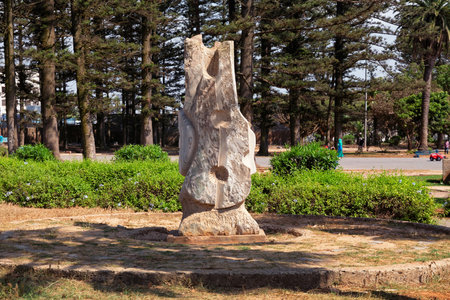 EL JADIDA, MOROCCO - JUNE 13, 2017: View of the one of the sculpture in Jardin Mohammed V (Moam park) in El Jadida (Mazagan). This town is a major port city on the Atlantic coast of Morocco. africa.のeditorial素材