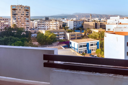 AGADIR, MOROCCO - JUNE 06, 2017: View from the hotel terrace to the panorama of the Agadir resort.のeditorial素材