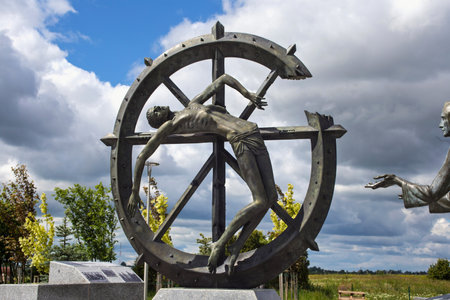 TECHNOPOLIS GS, RUSSIA - JUNE 12, 2016: Fragment of the sculptural composition of Mikhail Shemyakin "In Memory of the Forgotten War that Changed the Course of History". Was opened on August 20, 2014.のeditorial素材