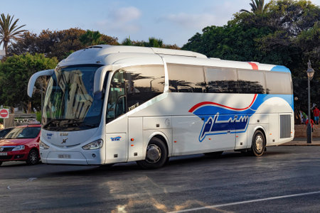 CASABLANCA, MOROCCO - JUNE 14, 2017: The large intercity bus of the CTM company on the center station of Casablanca.のeditorial素材
