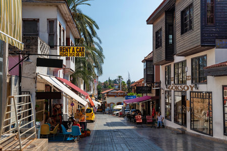 ANTALYA, TURKEY - JULY 08, 2018: View of the ancient streets of Kaleici. It is popular old historical quarter in Antalya.のeditorial素材