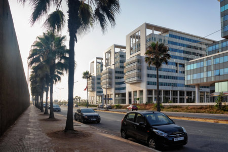 CASABLANCA, MOROCCO - JUNE 14, 2017: View of modern residential buildings in Casablanca center in a summer day.のeditorial素材