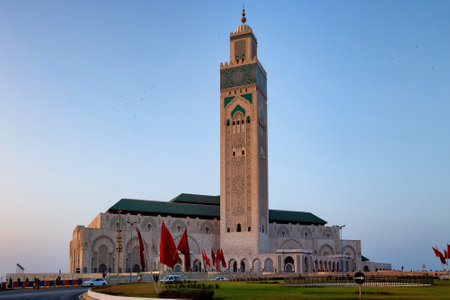 CASABLANCA, MOROCCO - JUNE 14, 2017: View of the Hassan II Mosque is a mosque in Casablanca. It is the largest mosque in Morocco and the one of the largest in the world.のeditorial素材