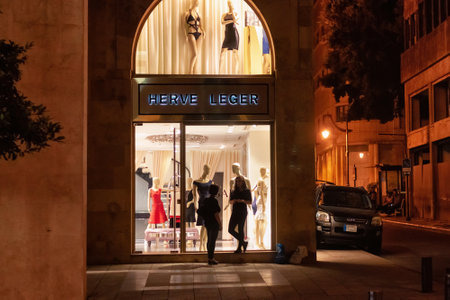BEIRUT, LEBANON - AUGUST 14, 2014: Mannequins in the window of one of the clothing stores in historical center of Beirut (Centre Ville or Beirut Central District).のeditorial素材