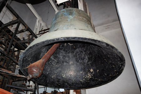 KYIV, UKRAINE - JANUARY 06, 2014: View of the bells in the belfry of the St. Michael Golden-Domed Monastery.のeditorial素材