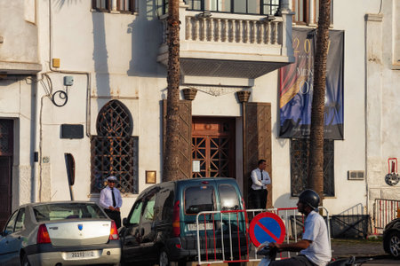 CASABLANCA, MOROCCO - JUNE 14, 2017: View of the facade of Rick's Cafe, restaurant from famous american movie Casablanca with Humphrey Bogart.のeditorial素材