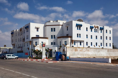 EL JADIDA, MOROCCO - JUNE 13, 2017: View of the modern residential buildings in the El Jadida (Mazagan). This town is a major port city on the Atlantic coast of Morocco. africa.のeditorial素材