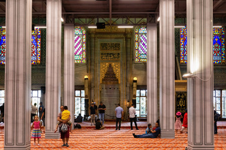 ISTANBUL, TURKEY - JULY 06, 2018: View of the mihrab of the Blue Mosque (also known as the Sultan Ahmed Mosque). Is an Ottoman-era historical imperial mosque (was constructed between 1609 and 1616).のeditorial素材