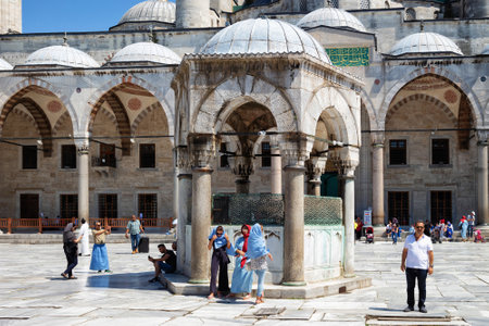 ISTANBUL, TURKEY - JULY 06, 2018: Ancient well in the Blue Mosque (also known as the Sultan Ahmed Mosque). Is an Ottoman-era historical imperial mosque (was constructed between 1609 and 1616).のeditorial素材