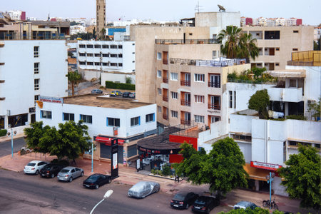 AGADIR, MOROCCO - JUNE 07, 2017: View of typical modern residential buildings in the center of Agadir. The city is known as one of the main hubs for beach tourism in the country.のeditorial素材