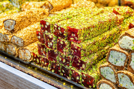 A view of Turkish delights at one of the markets in Istanbul, Turkey.の写真素材