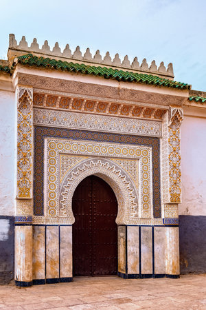 View of the one of the old medieval historic gates in Fez. Morocco.のeditorial素材