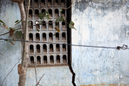 old house wall damageの写真素材
