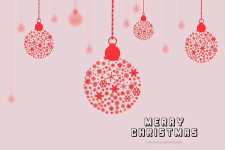 Merry Christmas red ball with a pink background,  Merry Christmas Invitation card.の写真素材