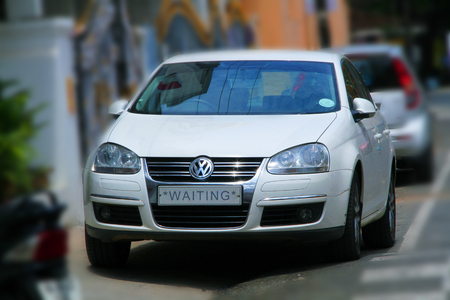 New white Volkswagen carのeditorial素材