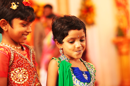Child girl happy surprised face, child girls south asian on the blur backgroundのeditorial素材