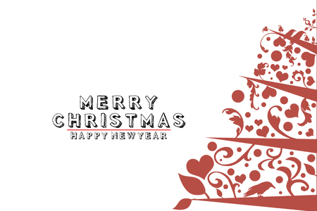 Vintage card with Christmas Tree on white backgroundの写真素材