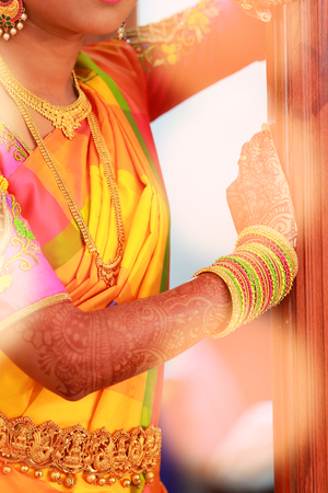 Traditional Young bride in wedding dress,の写真素材