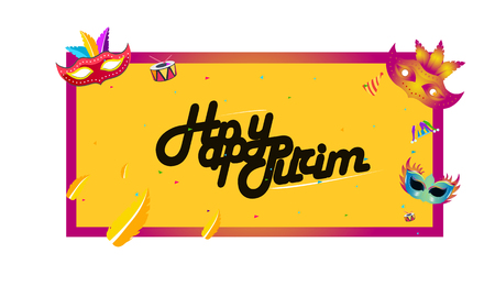 Hand written lettering with text "Happy Purim".Vector illustrationのイラスト素材