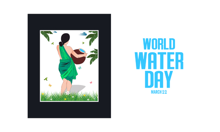 world water day - Indian woman carrying on water potのイラスト素材
