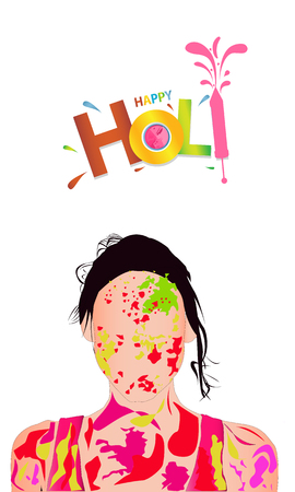 Happy Holi Religious India Holiday Traditional Celebration Greeting Cart Flat Vector Illustrationのイラスト素材