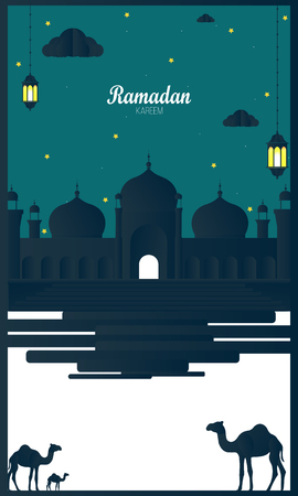 Elegant Ramadan Kareem beautiful background vectorのイラスト素材