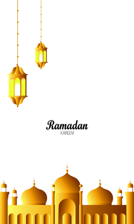 Ramadan Kareem greeting background Islamic vector design. Arabic calligraphyのイラスト素材