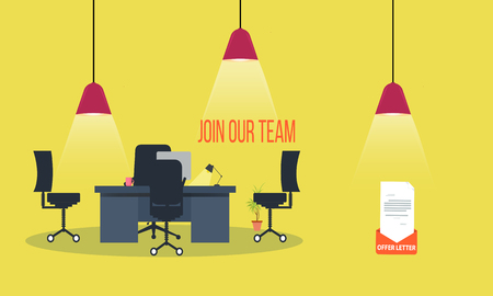 join our team concept with Office interior modern flat vector illustration.のイラスト素材