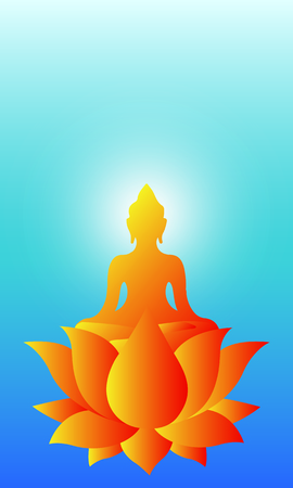 Buddha Purnima wishes vector illustration with buddha and lotus flower. - Vectorのイラスト素材
