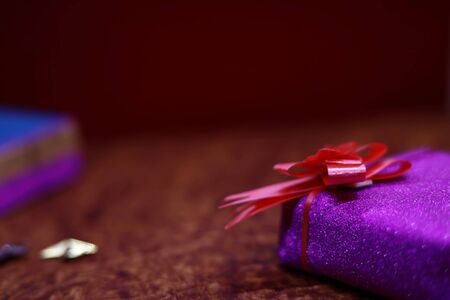 Christmas background with gifts and stars - Merry Christmas and New Year.