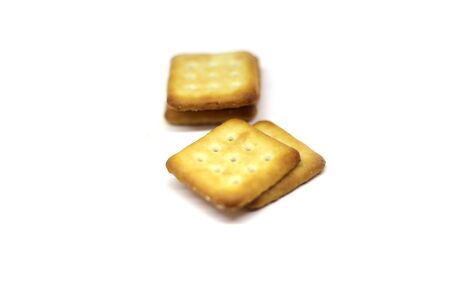 Closeup Biscuits isolated on white backgrounds with copy spaceの写真素材
